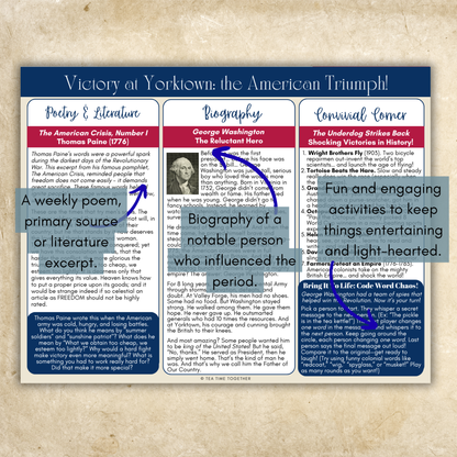 Small Co-Op License (up to 5 families) US History Tea Time Guides